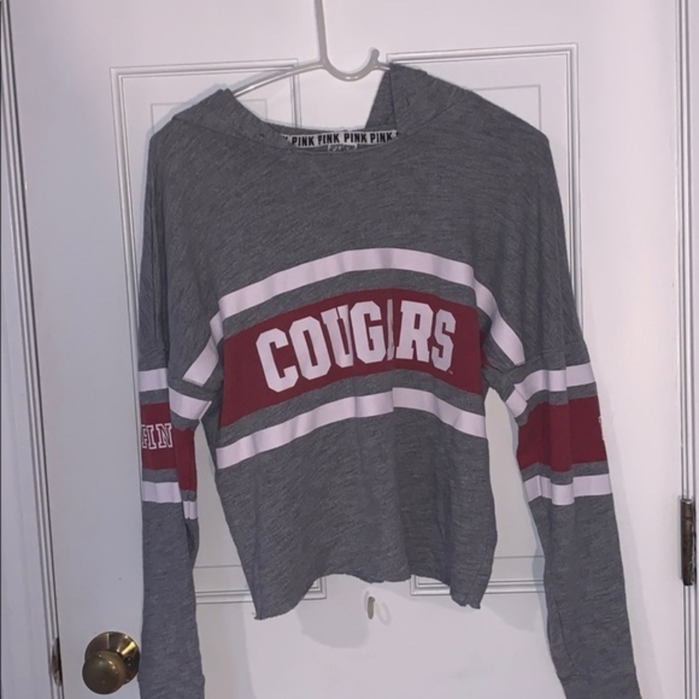 Victoria’s secret gray hoodie crop top pink